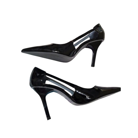 ZARA CUT OUT PATENT POINTED HIGH HEELS STILETTO BLACK US 10 EU 41 S3.1 - Picture 1 of 8